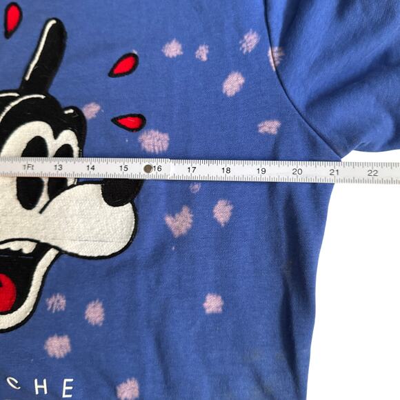 Vie Richie Paris Mens M Cartoon Dog Short Sleeve Sweater Top Bleached Streetwear - Picture 6 of 9